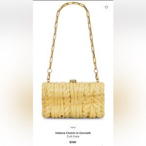 Cult Gaia $398 Helene Cornsilk Acrylic Clutch Shoulder Bag Gold Chain NWT